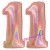 Luftballons aus Folie Zahl 11, Rosegold, holografisch, 100 cm mit Helium zum 11. Geburtstag