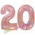 Luftballons aus Folie Zahl 20, Rosegold, holografisch, 100 cm mit Helium zum 20. Geburtstag