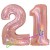 Luftballons aus Folie Zahl 21, Rosegold, holografisch, 100 cm mit Helium zum 21. Geburtstag