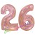 Luftballons aus Folie Zahl 26, Rosegold, holografisch, 100 cm mit Helium zum 26. Geburtstag