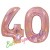 Luftballons aus Folie Zahl 40, Rosegold, holografisch, 100 cm mit Helium zum 40. Geburtstag