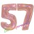 Luftballons aus Folie Zahl 57, Rosegold, holografisch, 100 cm mit Helium zum 57. Geburtstag