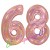 Luftballons aus Folie Zahl 68, Rosegold, holografisch, 100 cm mit Helium zum 68. Geburtstag