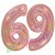 Luftballons aus Folie Zahl 69, Rosegold, holografisch, 100 cm mit Helium zum 69. Geburtstag
