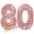 Luftballons aus Folie Zahl 80, Rosegold, holografisch, 100 cm mit Helium zum 80. Geburtstag