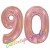 Luftballons aus Folie Zahl 90, Rosegold, holografisch, 100 cm mit Helium zum 90. Geburtstag