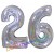 Luftballons aus Folie Zahl 26, Silber, holografisch, 100 cm mit Helium zum 26. Geburtstag