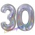 Luftballons aus Folie Zahl 30, Silber, holografisch, 100 cm mit Helium zum 30. Geburtstag
