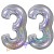 Luftballons aus Folie Zahl 33, Silber, holografisch, 100 cm mit Helium zum 33. Geburtstag