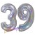 Luftballons aus Folie Zahl 39, Silber, holografisch, 100 cm mit Helium zum 39. Geburtstag
