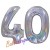 Luftballons aus Folie Zahl 40, Silber, holografisch, 100 cm mit Helium zum 40. Geburtstag