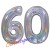 Luftballons aus Folie Zahl 60, Silber, holografisch, 100 cm mit Helium zum 60. Geburtstag