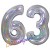 Luftballons aus Folie Zahl 63, Silber, holografisch, 100 cm mit Helium zum 63. Geburtstag