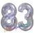 Luftballons aus Folie Zahl 83, Silber, holografisch, 100 cm mit Helium zum 83. Geburtstag