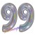 Luftballons aus Folie Zahl 99, Silber, holografisch, 100 cm mit Helium zum 99. Geburtstag
