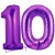 Luftballons aus Folie Zahl 10, Lila, 100 cm mit Helium zum 10. Geburtstag