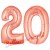 Luftballons aus Folie Zahl 20, Rosegold, 100 cm mit Helium zum 20. Geburtstag
