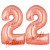 Luftballons aus Folie Zahl 22, Rosegold, 100 cm mit Helium zum 22. Geburtstag