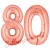 Luftballons aus Folie Zahl 80, Rosegold, 100 cm mit Helium zum 80. Geburtstag