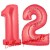 Luftballons aus Folie Zahl 12, Rot, 100 cm mit Helium zum 12. Geburtstag