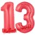 Luftballons aus Folie Zahl 13, Rot, 100 cm mit Helium zum 13. Geburtstag