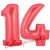 Luftballons aus Folie Zahl 14, Rot, 100 cm mit Helium zum 14. Geburtstag
