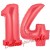 Luftballons aus Folie Zahl 14, Rot, 100 cm mit Helium zum 14. Geburtstag