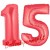 Luftballons aus Folie Zahl 15, Rot, 100 cm mit Helium zum 15. Geburtstag