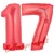 Luftballons aus Folie Zahl 17, Rot, 100 cm mit Helium zum 17. Geburtstag