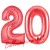 Luftballons aus Folie Zahl 20, Rot, 100 cm mit Helium zum 20. Geburtstag