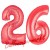 Luftballons aus Folie Zahl 26, Rot, 100 cm mit Helium zum 26. Geburtstag
