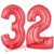 Luftballons aus Folie Zahl 32, Rot, 100 cm mit Helium zum 32. Geburtstag