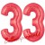 Luftballons aus Folie Zahl 33, Rot, 100 cm mit Helium zum 33. Geburtstag