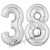 Luftballons aus Folie Zahl 38, Silber, 100 cm mit Helium zum 38. Geburtstag