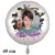 Fotoballon, weißer Rundluftballon aus Folie, Alles Gute zur Kommunion, mit dem Foto des Kommunionskindes. Inklusive Helium