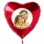 Großer Fotoballon in Herzform mit Hochzeitspaar, personalisiert, mit Namen der Brautleute. Inklusive Helium