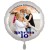 Fotoballon, weißer Rundluftballon aus Folie mit dem Foto des Geburtstagskindes zum Kindergeburtstag. Ohne Helium
