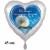 Für immer in unseren Herzen. Abschied Pusteblume. Herzluftballon aus Folie, satinweiß, 45 cm, inklusive Helium