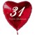 31. Geburtstag, roter Herzluftballon aus Folie, 61 cm groß, mit Helium