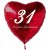 Großer Herzluftballon zum 31. Geburtstag, 61 cm, ohne Helium