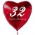 32. Geburtstag, roter Herzluftballon aus Folie, 61 cm groß, mit Helium