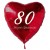 80. Geburtstag, roter Herzluftballon aus Folie, 61 cm groß, mit Helium