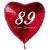Großer Herzluftballon zum 89. Geburtstag, 61 cm, ohne Helium