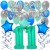  34-teiliges Geburtstagsdeko-Set mit Luftballons, Happy Birthday Aquamarin zum 11. Geburtstag
