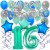 34-teiliges Geburtstagsdeko-Set mit Luftballons, Happy Birthday Aquamarin zum 16. Geburtstag
