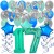  34-teiliges Geburtstagsdeko-Set mit Luftballons, Happy Birthday Aquamarin zum 17. Geburtstag
