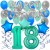 34-teiliges Geburtstagsdeko-Set mit Luftballons, Happy Birthday Aquamarin zum 18. Geburtstag