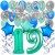  34-teiliges Geburtstagsdeko-Set mit Luftballons, Happy Birthday Aquamarin zum 19. Geburtstag