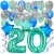  34-teiliges Geburtstagsdeko-Set mit Luftballons, Happy Birthday Aquamarin zum 20. Geburtstag