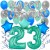  34-teiliges Geburtstagsdeko-Set mit Luftballons, Happy Birthday Aquamarin zum 23. Geburtstag